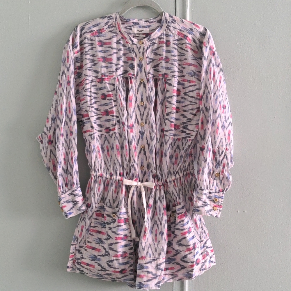ISABEL MARANT Étoile Lehana Long Sleeve Ikat Romper - Picture 4 of 11
